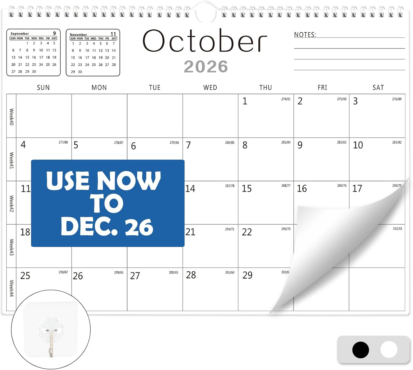 2026 Calendar Desk Calendars 2026-2027 Wall Calendar from January 2026 to June 2027,18 Months 17"×12" Thick Paper for Office School Home