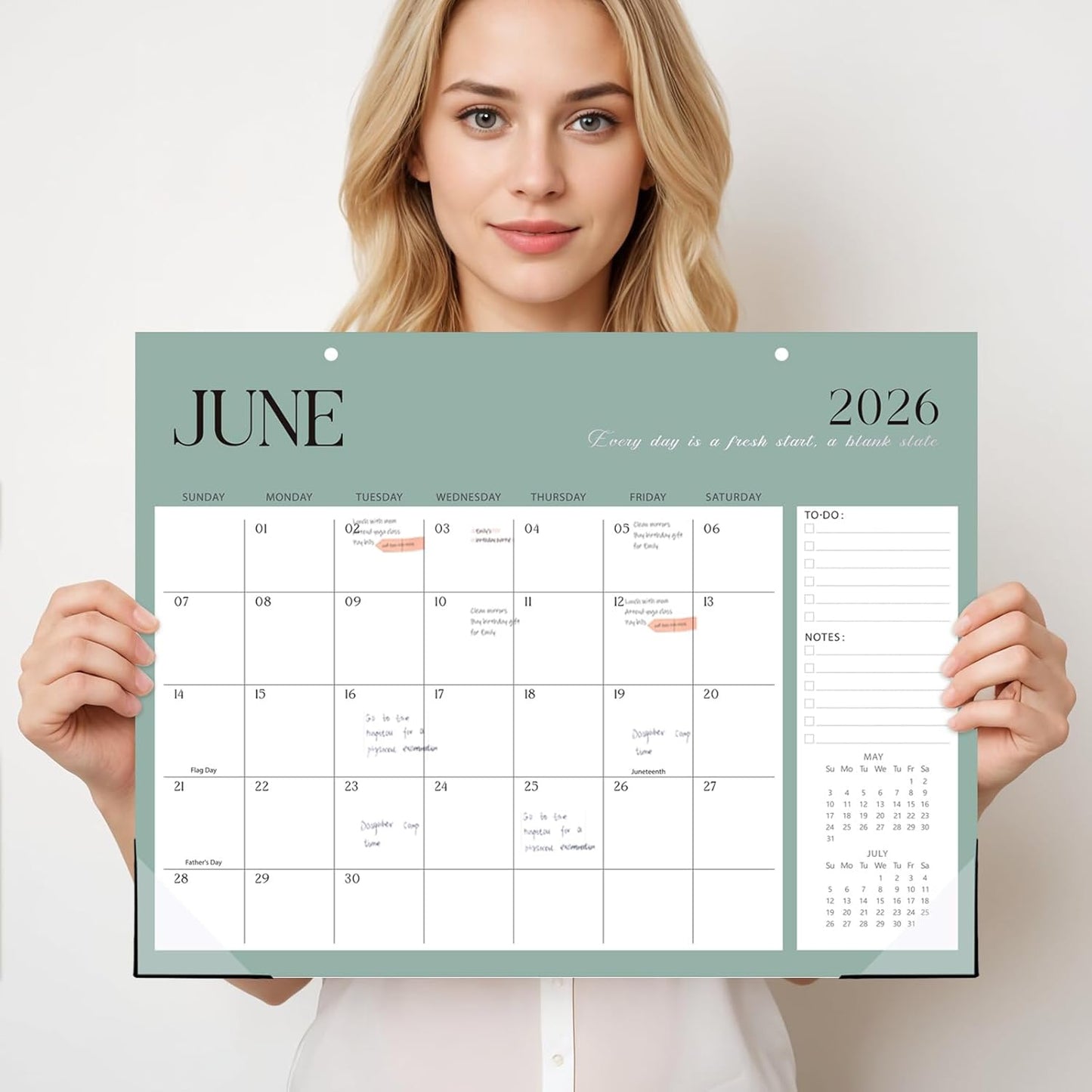 Desk Calendar 2026-2027, 14.3" x 11.2" 18 Month Wall Calendar Runs from January 2026 to June 2027 Desktop Calendar for Home Office Planning Personal Organisers, Simple Style