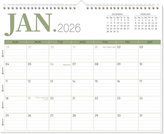 Guasslee Wall Calendar 2026-2027, 2026 Calendar Wall, 18-Month Planner Wall, 2026 Jan - 2027 Jun, 14" X 11" Monthly Calendar Spiral Bound with Thick Paper, Week Numbers for School Year Home Office