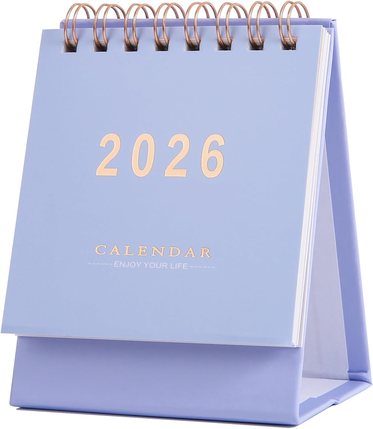 Mini Desk Calendar 2026-2027 - Runs From Jan 2026 to Jun 2027 Monthy Small Desktop Calendar 250gsm Thick Paper Twin-Wire Binding for Home or Office (Purple)