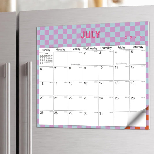 Aesthetic 2025-2026 Magnetic Calendar for Refrigerator, 21-Month Fridge Calendar Magnet from October 2025 to June 2027, Greenery Design for Easy Organizing