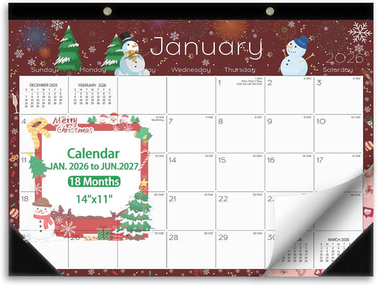 Ymumuda Desk Calendar 2026-2027 Wall Calendar 2 in 1, Monthly Desk Calendar 2026 from JAN.2026 to JUN.2027, 18-Month, Large 12"×17", Waterproof Cover, Hanging Rope, Home/office/School Planners