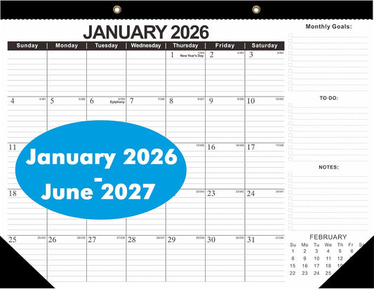 2026 Calendar Desk Calendars 2026-2027 Wall Calendar from January 2026 to June 2027,18 Months 17"×12" Thick Paper for Office School Home