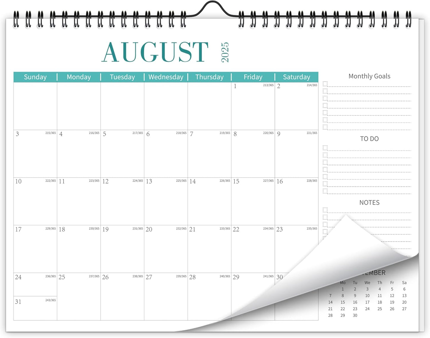 Wall Calendar 2026-2027, 18 Month Horizontal Hanging Calendar from January 2026 to June 2027, 14.5" x 11.5" Minimalist Modern Greenery Wall Calendar for Easy Organizing, To-do ＆ Notes, Perfect for School, Home, Office