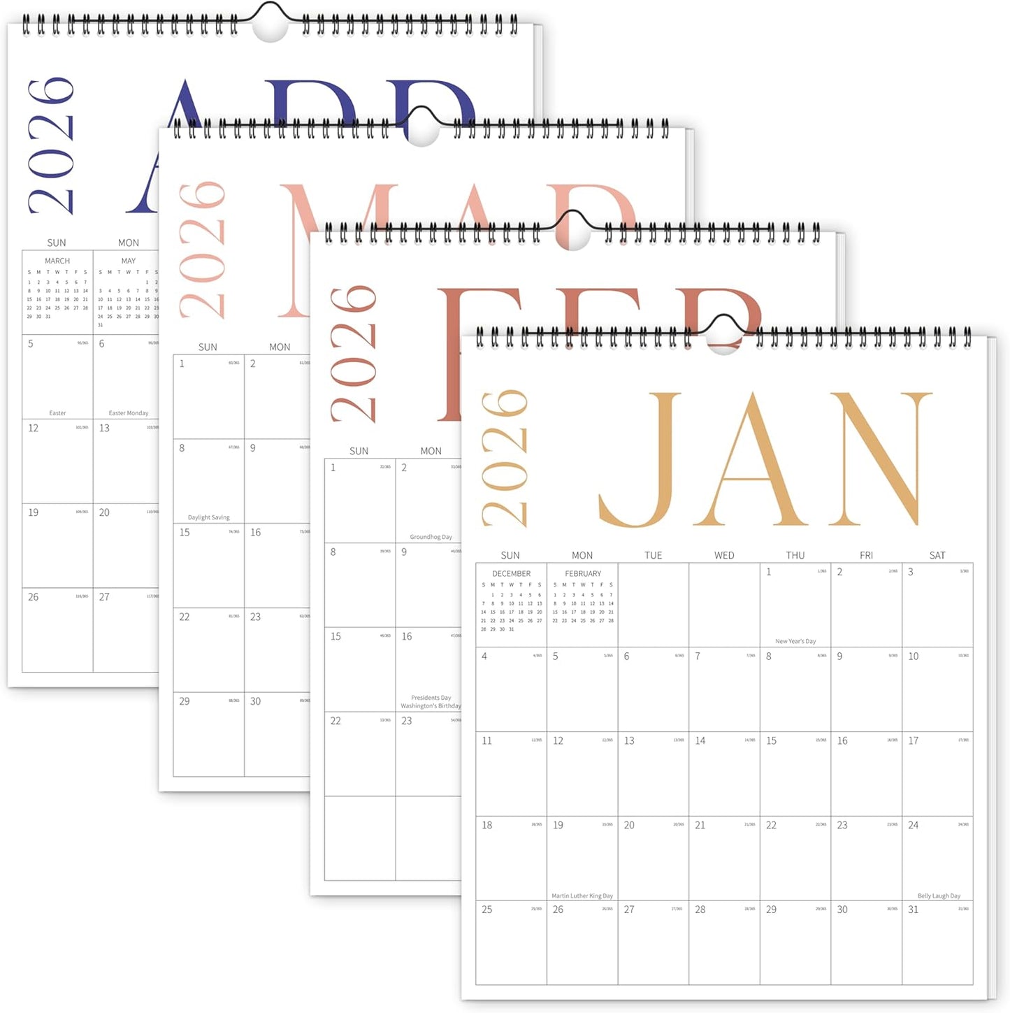 Wall Calendar 2026-2027, 18 Month Horizontal Hanging Calendar from January 2026 to June 2027, 14.5" x 11.5" Minimalist Modern Greenery Wall Calendar for Easy Organizing, To-do ＆ Notes, Perfect for School, Home, Office