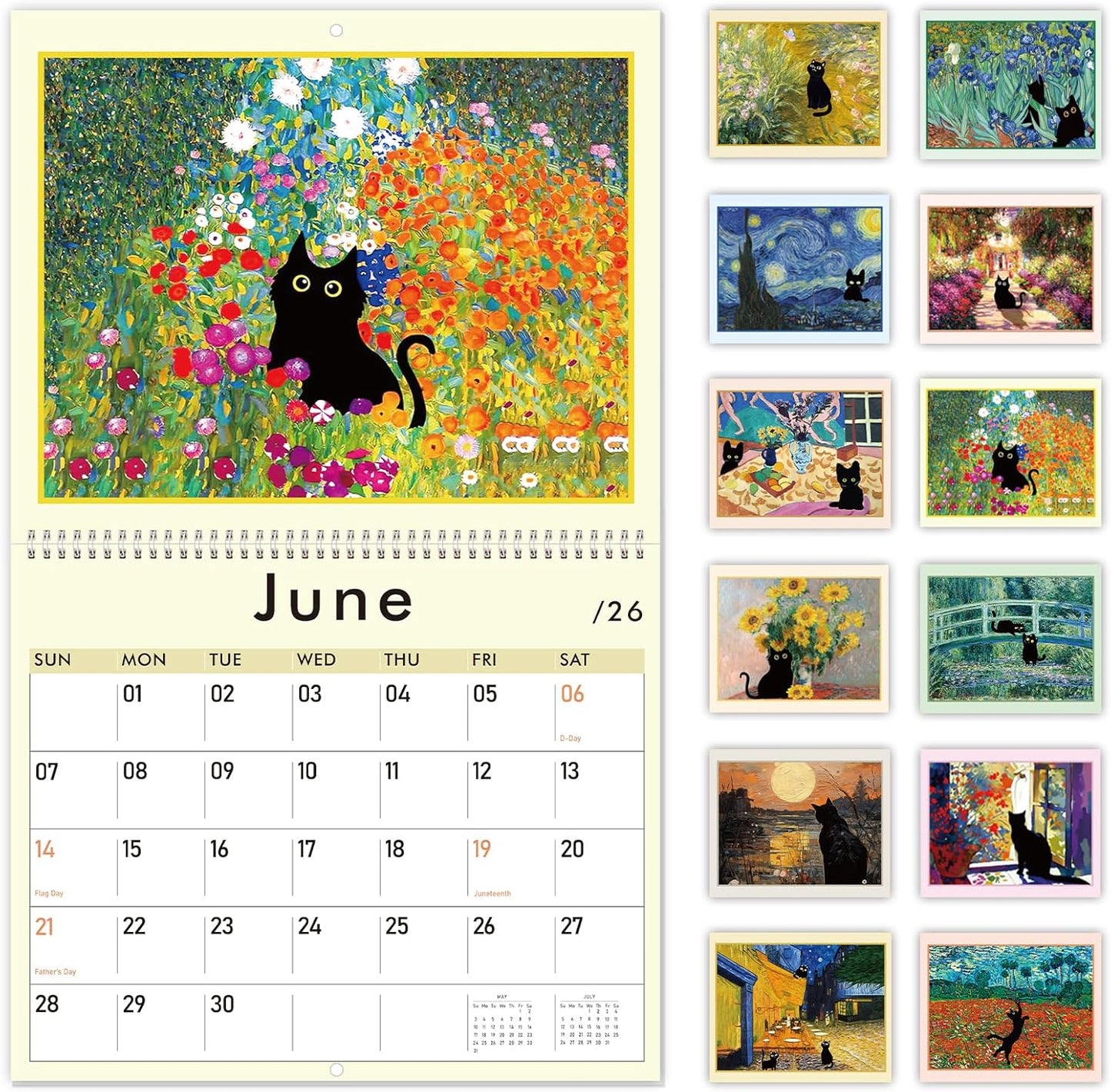 GuassLee Cat Wall Calendar 2026-2027, Vertical Wall Calendar 2026, 19-Months Hanging Art Calendar Jun. 2026 to Dec. 2027, 14" x 23" Monthly Planner Wall with Thick Paper for Office School Home Teacher